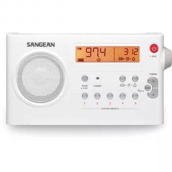Sangean PR-D7 White nešiojamas AM/FM stereo radijo imtuvas su žadintuvu