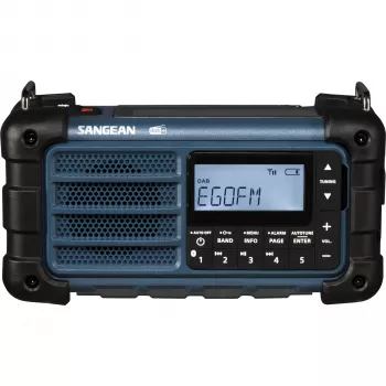 Sangean MMR-99 DAB Blue avarinis radijas su sukama rankena, saulės baterija ir Bluetooth