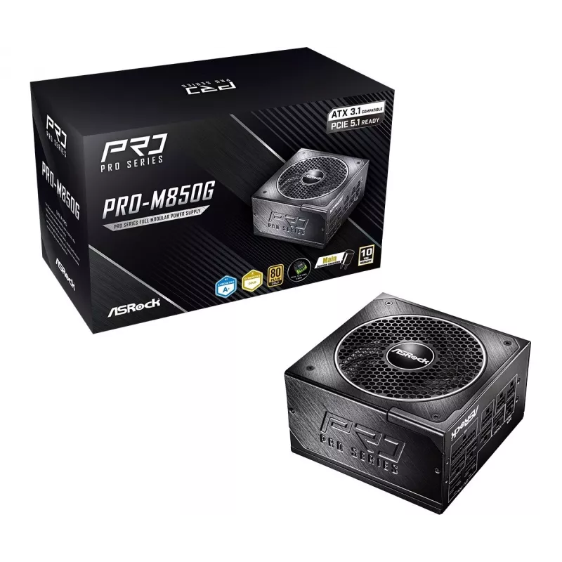 ASRock PRO-M850G 850W 80 PLUS Gold Fully Modular ATX 3.0 maitinimo blokas
