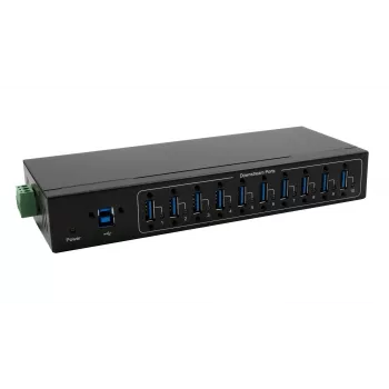 Exsys EX-11220HMVS USB 3.2 Gen 1 10 prievadų metalinis USB šakotuvas su DIN bėgio komplektu