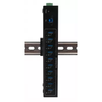 Exsys EX-11220HMVS USB 3.2 Gen 1 10 prievadų metalinis USB šakotuvas su DIN bėgio komplektu