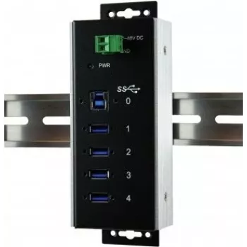 EXSYS EX-1185HMVS-WT Pramoninis USB 3.2 Gen 1 Hub, 4 prievadai, montavimui ant DIN bėgio