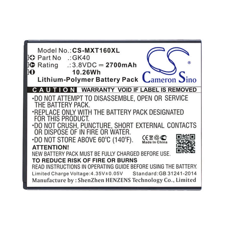 Cameron Sino Baterija tipas GK40 SNN5967A SNN5967B, skirta Motorola Moto G4 G5 E3 E4 E5 / CS-MXT160XL
