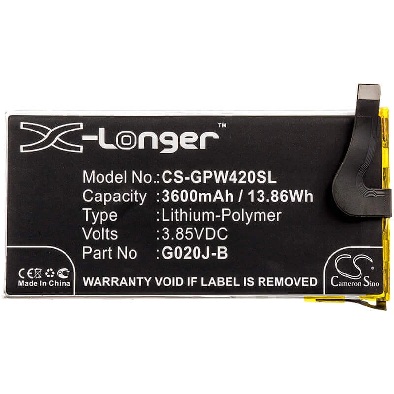 CAMERON SINO akumuliatorius, tipas G020J-B, skirtas Google Pixel 4 XL 4XL G020P, 3600mAh / CS-GPW420SL