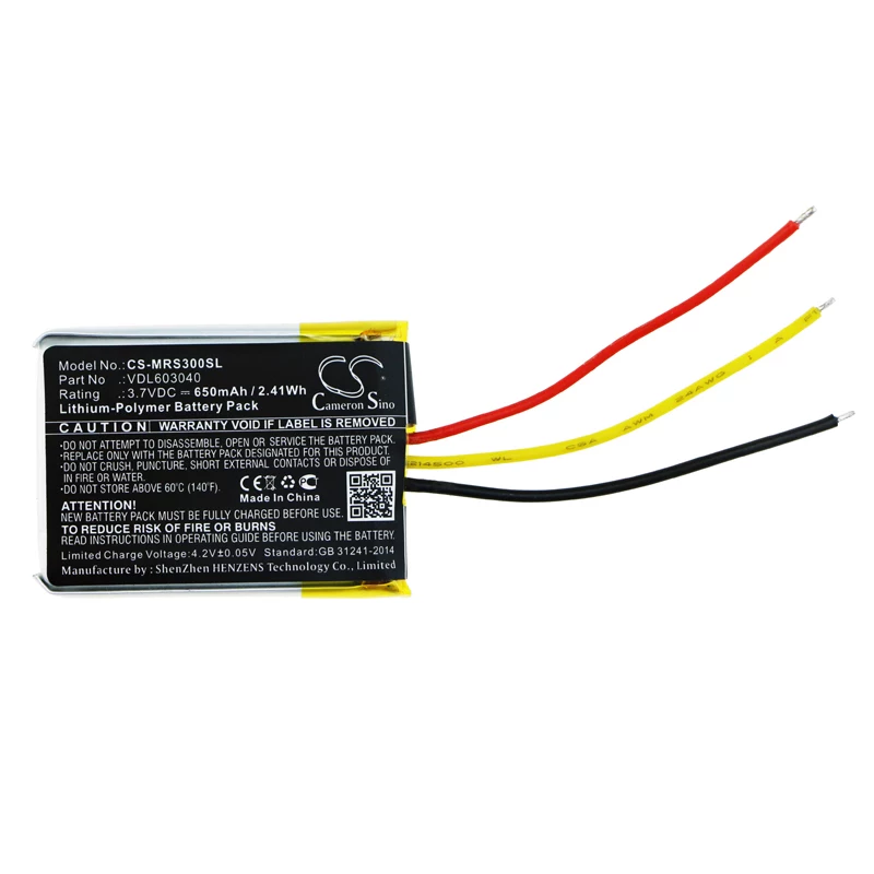 Cameron Sino CS-MRS300SL akumuliatorius, skirtas Marshall Mid, Major II, Major III, Monitor Bluetooth ausinėms (600mAh, 3.7V, Li-Po)