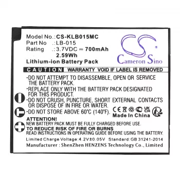 Cameron Sino CS-KLB015MC atsarginė baterija, skirta Kodak LB-015, WPZ2, 3,7V 750mAh Li-ion