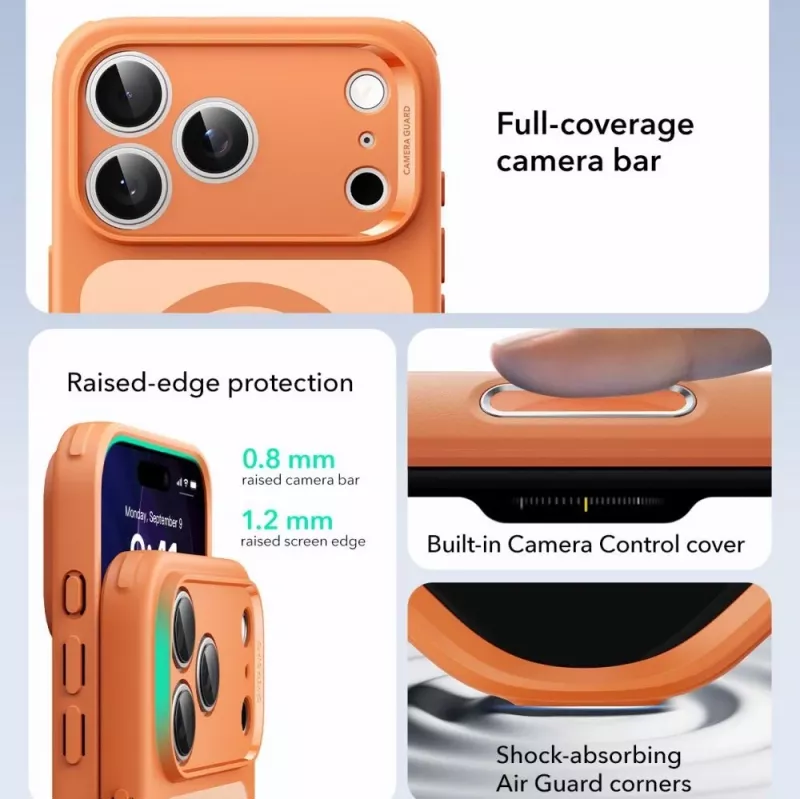 ESR Classic Hybrid MagSafe Case for Apple iPhone 17 Pro Max, Frosted Orange
