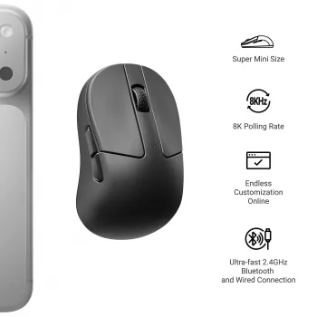 Keychron M4-A23 PixArt 3950 8K Wireless Gaming Mouse Black