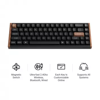 Keychron K6H-J1 65% Magnetic Black Wired Mechanical Keyboard with Gateron Hall Effect Switches