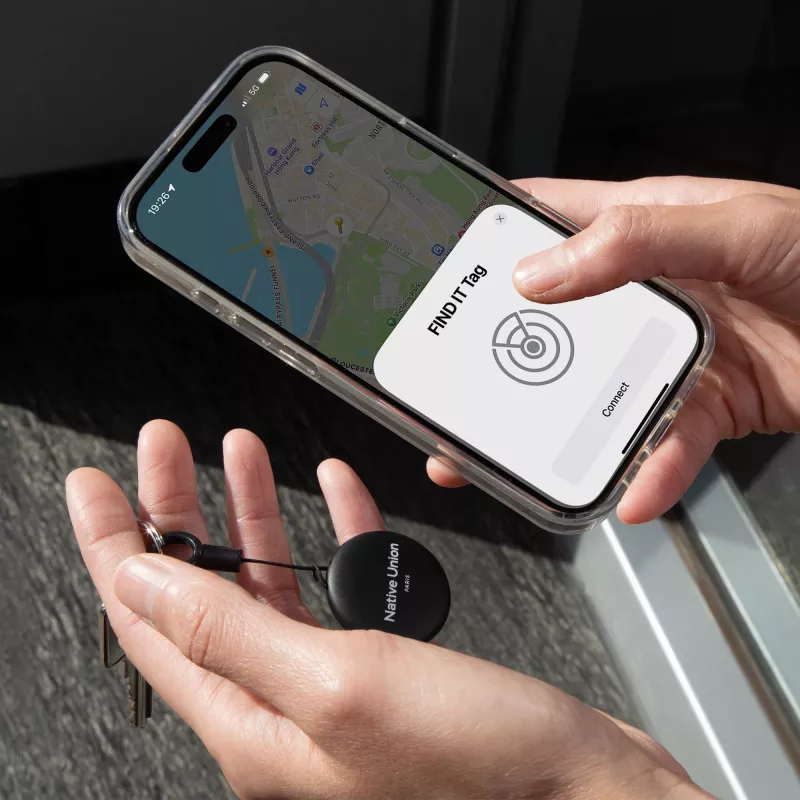 „Native Union Findit Tag“ – su „Apple Find My“ suderinamas sekiklis ir „AirTag“ priedai (juoda spalva)