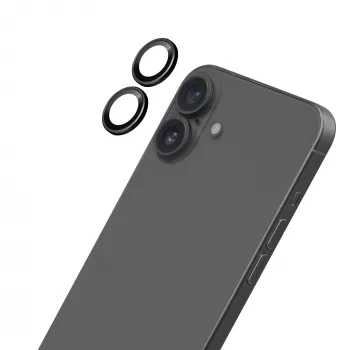 LAUT Ring Camera Lens Protector, skirta Apple iPhone 16 / 16 Plus – juoda