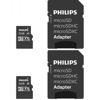 Philips MicroSDHC 2-Pack 32GB Class 10 UHS-I U1 su adapteriu