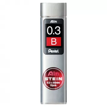Pentel Ain Stein mechaninio pieštuko šerdys - B - pilka - 0,3 mm - 60 mm - 15 vnt.