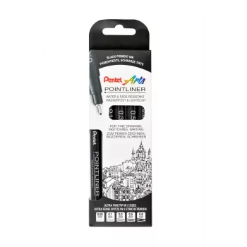Pentel Pointliner plonų flomasterių rinkinys, juodas