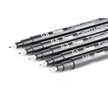 Pentel Pointliner plonų flomasterių rinkinys, juodas