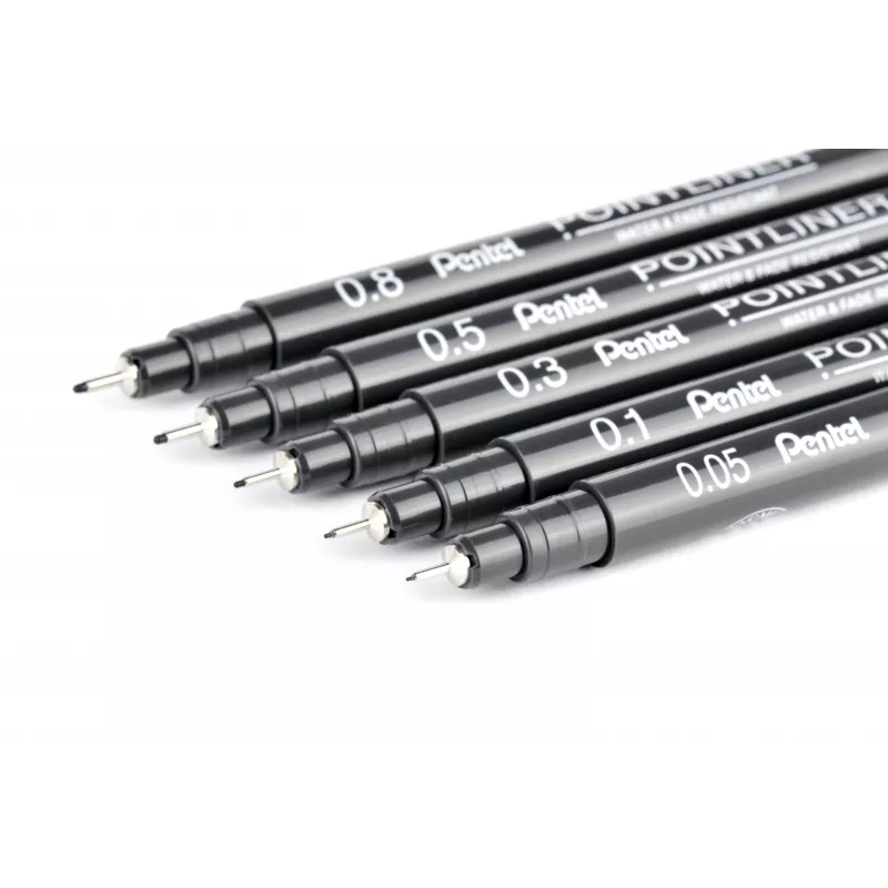 Pentel Pointliner plonų flomasterių rinkinys, juodas