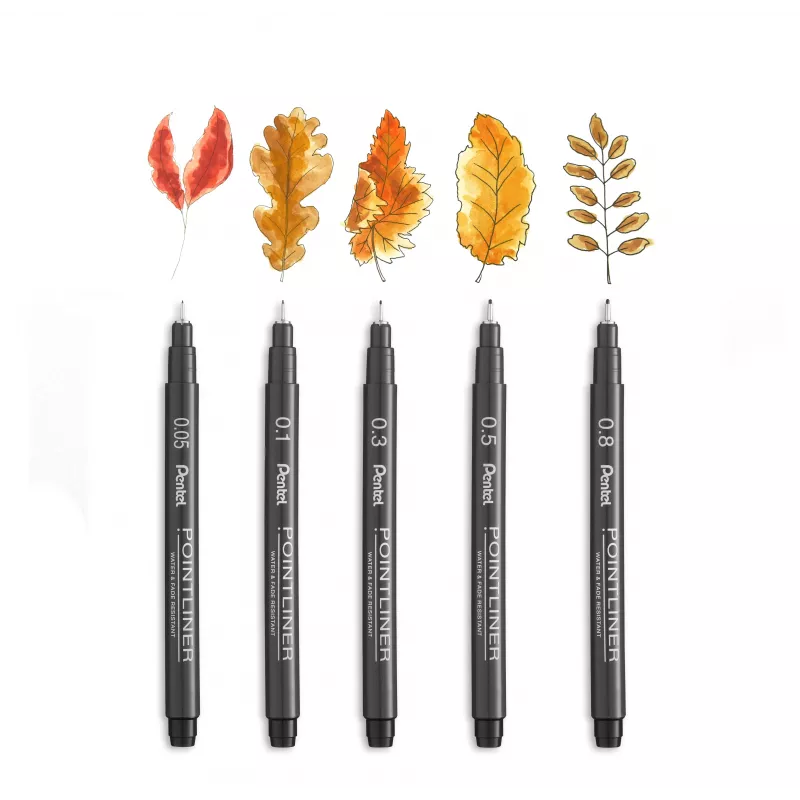 Pentel Pointliner plonų flomasterių rinkinys, juodas