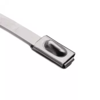 HellermannTyton 111-93088 Nerūdijančio plieno kabelio raištis su PA11 danga, 201 mm ilgio, 4,6 mm pločio, 0,3 mm storio, 50 mm ryšulio skersmuo, metalinis/sidabrinis, pakuotė po 100 vnt.