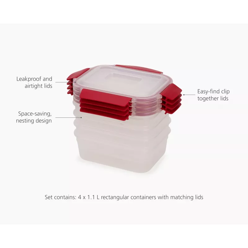 Joseph Joseph Nest Lock 4-Piece Red 1.1L Food Container Set