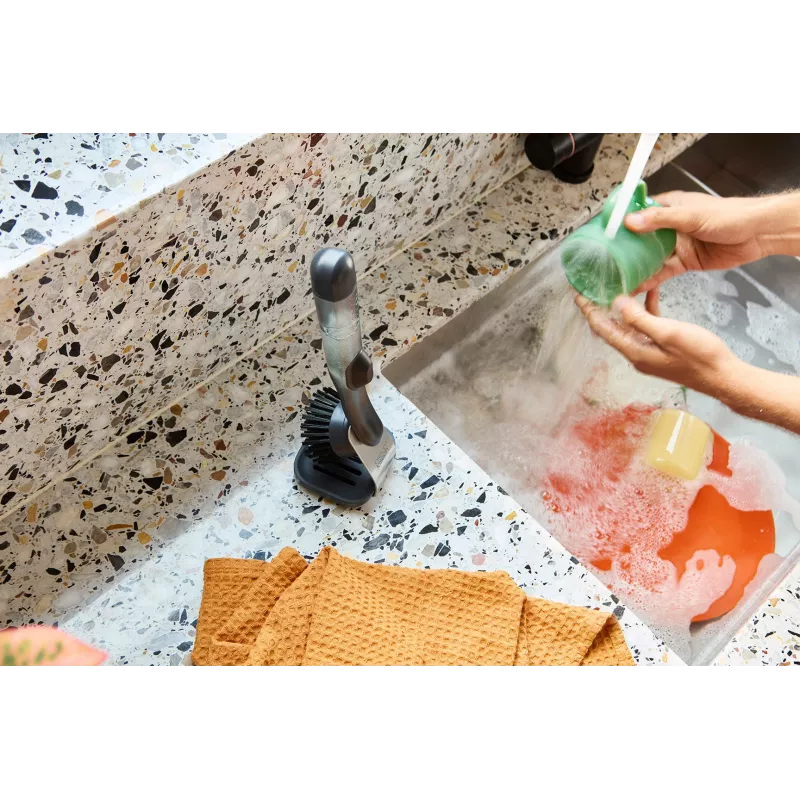 Joseph Joseph SinkTech Soap Dispenser Washing Up Brush su Nerūdijančio Plieno Stovu