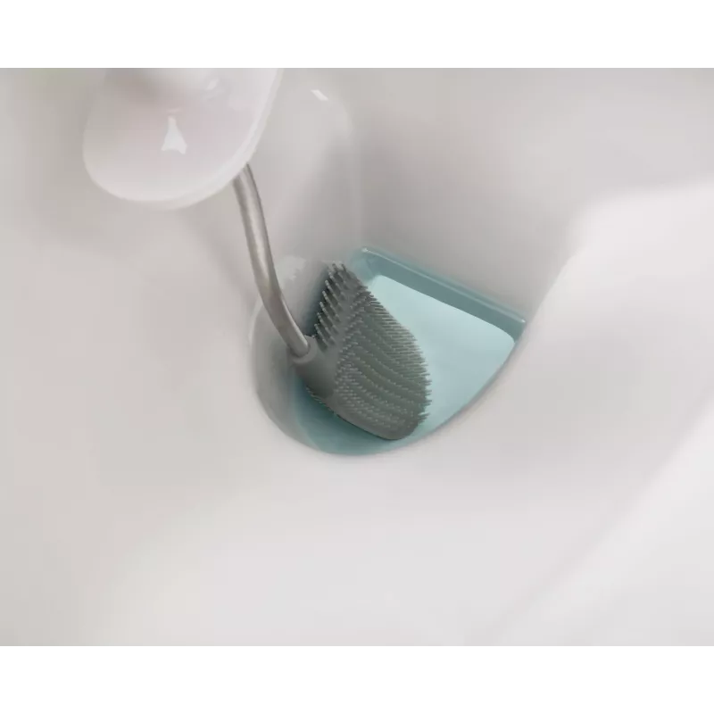 Joseph Joseph Flex 70517 nerūdijančio plieno tualetinis šepetys su silikonine galvute, sidabrinis/pilkas