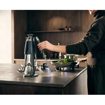 Joseph Joseph Elevate 6 dalių virtuvės įrankių rinkinys su besisukančiu stovu, nerūdijantis plienas ir silikonas, pilka