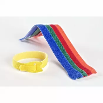 VELCRO VEL-EC60250 Daugkartiniai kabelių raiščiai su lipnia juosta – įvairių spalvų (mėlyna, žalia, oranžinė, raudona, geltona) – 20 cm x 12 mm – 5 vnt. pakuotė