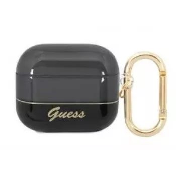Guess Apple AirPods 3 permatomas dėklas juodos spalvos