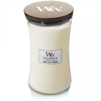 WoodWick White Tea & Jasmine Scented Jar Candle Medium 275g