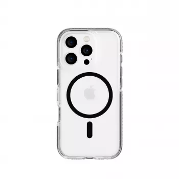 Tech21 EvoCrystal MagSafe Case iPhone 16 Pro Black – Skaidrus Dėklas su 15x Kariniu Standartu 4,9m Kritimo
