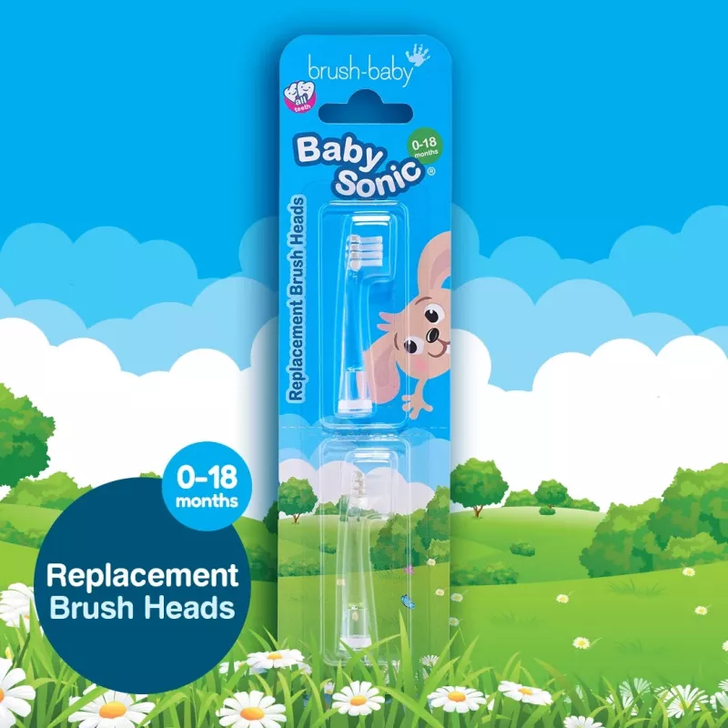 Brush-Baby BabySonic keičiamieji šepetėlių antgaliai 0–18 mėn. 2 vnt. balti