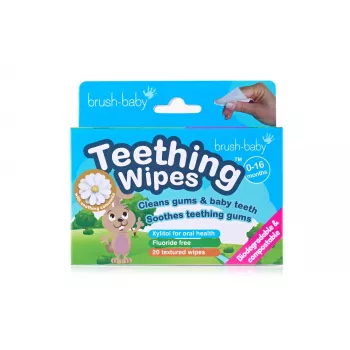 BRUSH BABY Dental Wipes Chamomile & Xylitol for Gum Cleaning 0-16 Months 20 Pieces