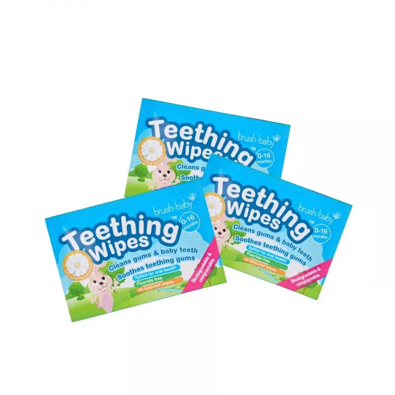 BRUSH BABY Dental Wipes Chamomile & Xylitol for Gum Cleaning 0-16 Months 20 Pieces