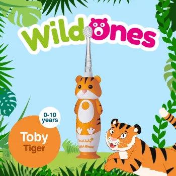 BRUSH BABY Wild Ones Sonic Toothbrush for Children 0-10 Years Tiger