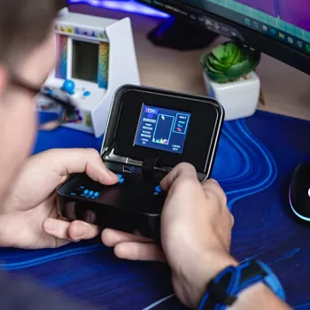Fizz Creations Tetris retro arcade rankinė konsolė, spalvota, metalinis korpusas