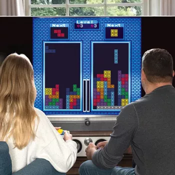 FIZZ CREATIONS Tetris Duel Retro Arcade Console for Two Players with 2x Wired Gamepads Plug & Play