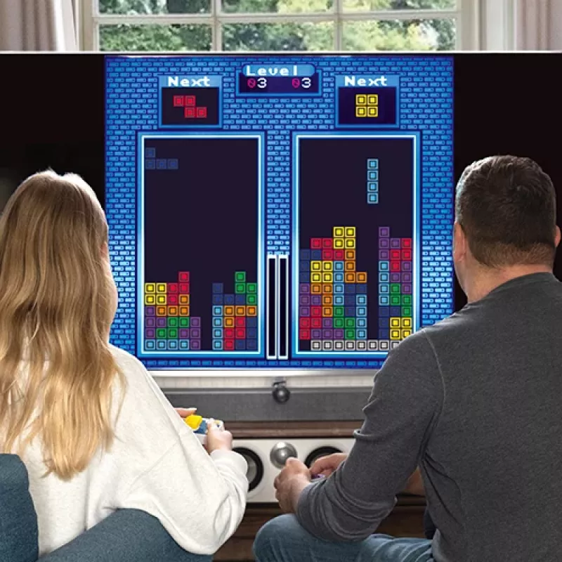 FIZZ CREATIONS Tetris Duel Retro Arcade Console for Two Players with 2x Wired Gamepads Plug & Play