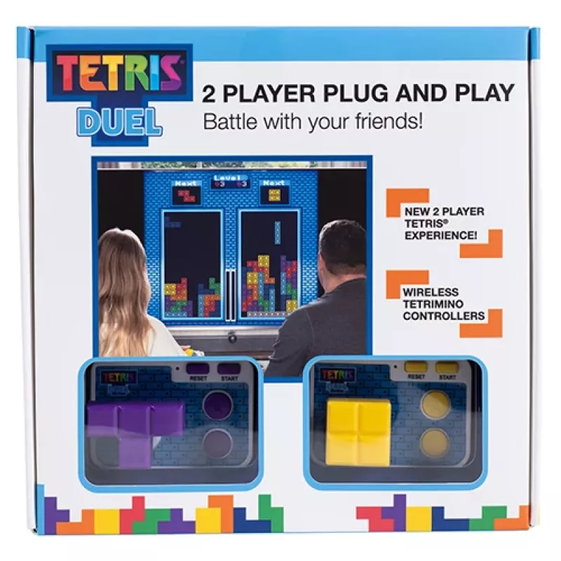 FIZZ CREATIONS Tetris Duel Retro Arcade Console for Two Players with 2x Wired Gamepads Plug & Play