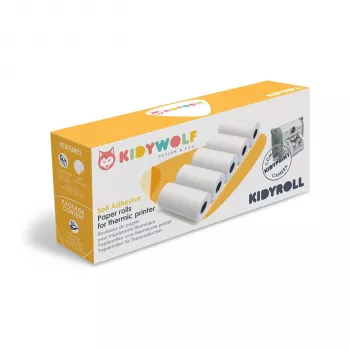 KIDYWOLF Lipnaus terminio popieriaus ritinėliai 5 vnt. – 57 mm x 30 mm, balti
