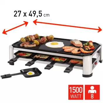 FRITEL RG 2170 Raclette Grill nerūdijančio plieno/chromuotas/juodas, 1200 W, 8 asmenims