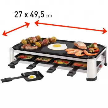FRITEL RG 2170 Raclette Grill nerūdijančio plieno/chromuotas/juodas, 1200 W, 8 asmenims