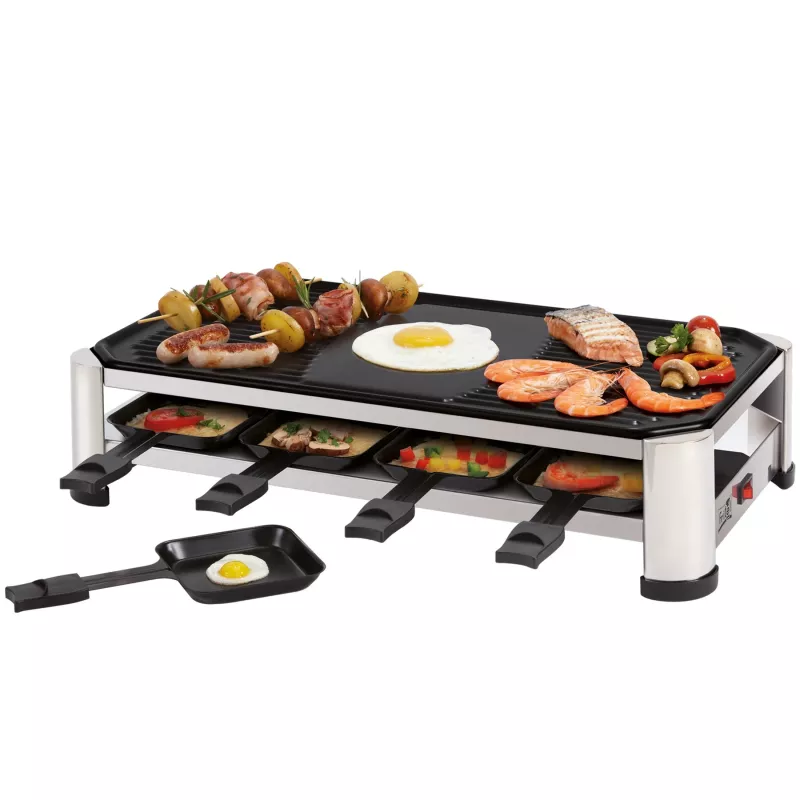 FRITEL RG 2170 Raclette Grill nerūdijančio plieno/chromuotas/juodas, 1200 W, 8 asmenims
