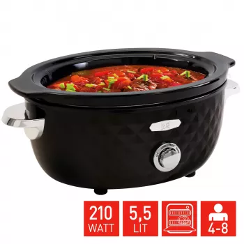 Lėtai verdantis puodas FRITEL Family 5,5 l 210 W juodas/chromuotas
