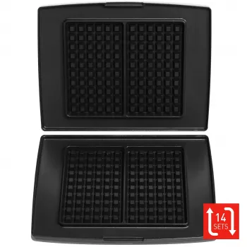 FRITEL Family Waffle Plate Set (2 Plates) for Waffle Maker 1300 Series - Non-Stick Cast Aluminum, Dishwasher Safe, Black/Grey