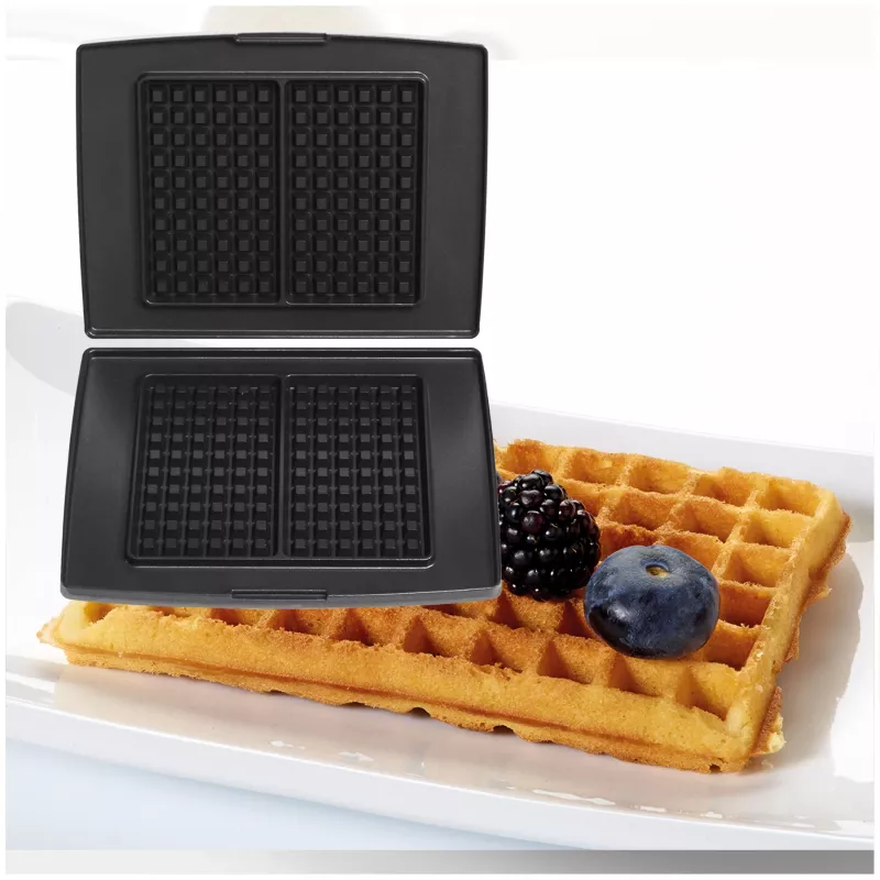 FRITEL Family Waffle Plate Set (2 Plates) for Waffle Maker 1300 Series - Non-Stick Cast Aluminum, Dishwasher Safe, Black/Grey