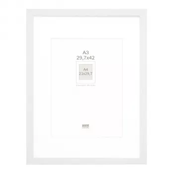 Deknudt S66KF1 P1 medinis baltas paveikslėlių rėmelis DIN A3 29,7x42 cm su baltu paspartu