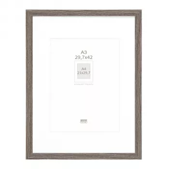 Deknudt S66KH3 P1 medinis pilkas rėmelis DIN A3 29,7x42 cm su baltu paspartu