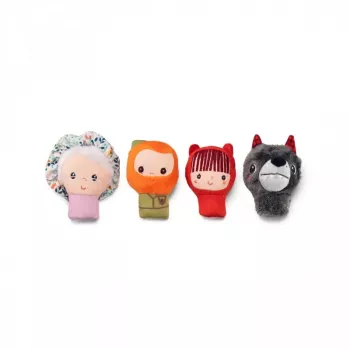 Lilliputiens Little Red Riding Hood Finger Puppet Set (4 Personažai + Laikymo Maišelis, 12m+)