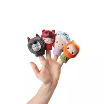 Lilliputiens Little Red Riding Hood Finger Puppet Set (4 Personažai + Laikymo Maišelis, 12m+)