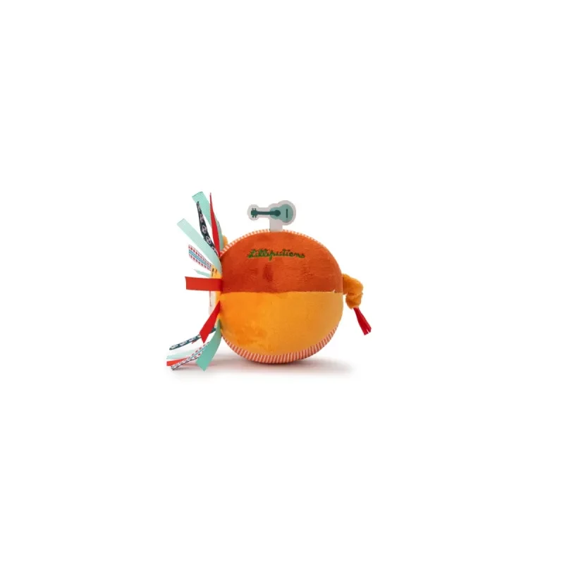 Lilliputiens sensorinis kamuoliukas su varpeliu ir gumbeliais Liūtas Jack 6 mėn.+